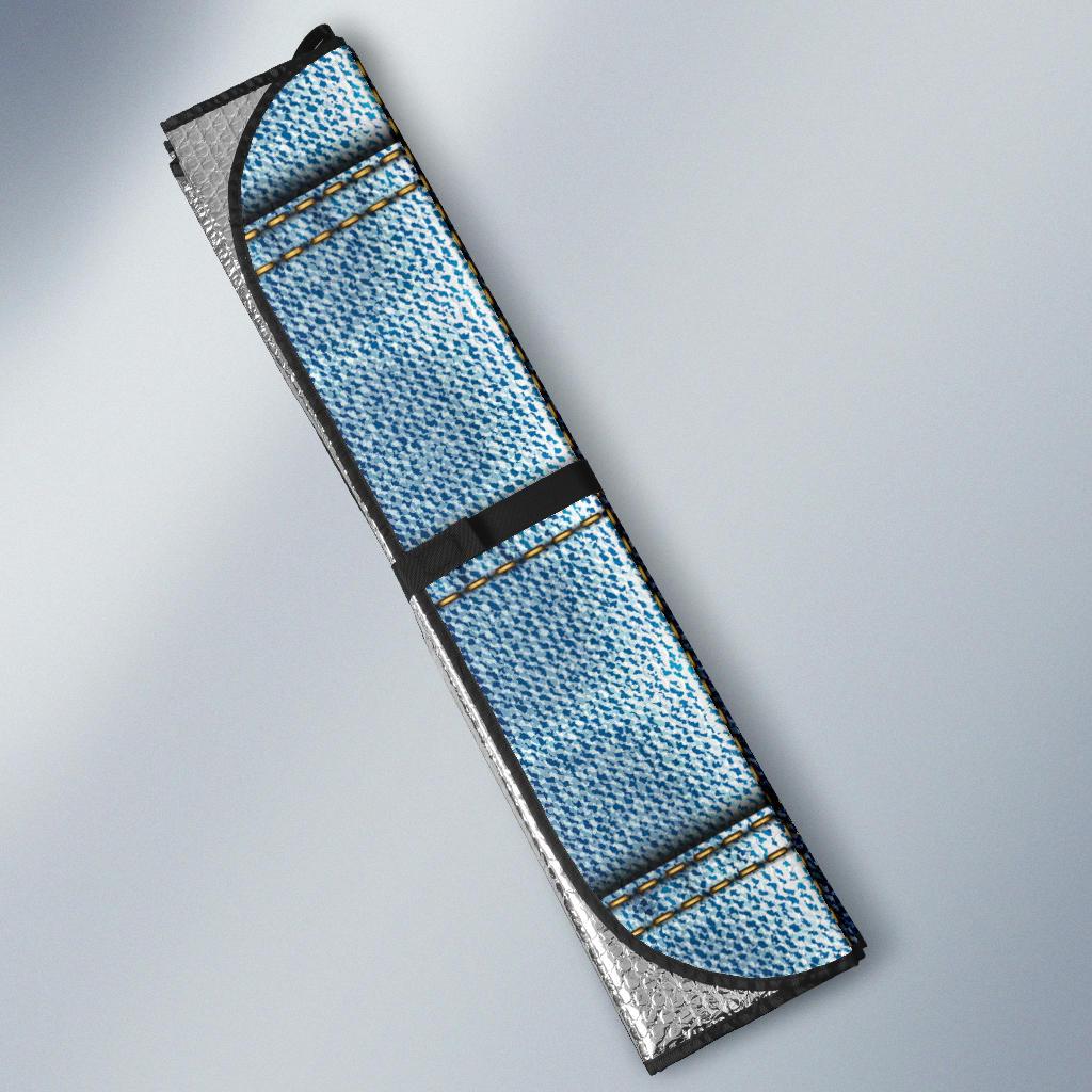 Jean Patchwork Pattern Print Design 02 Car Sun Shades-JORJUNE.COM