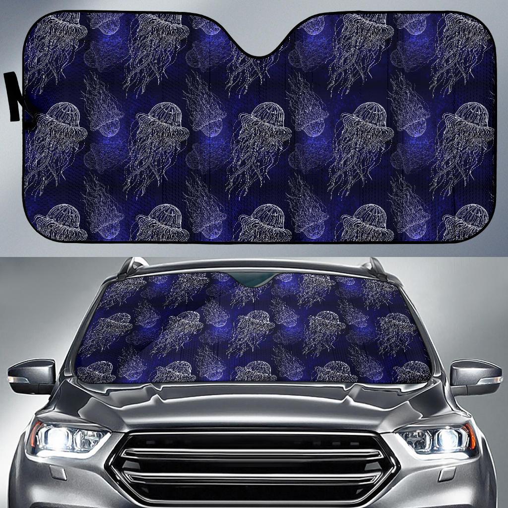 Jellyfish Pattern Print Design 02 Car Sun Shades-JORJUNE.COM