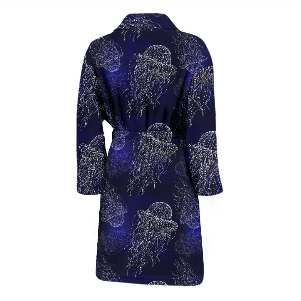 Jellyfish Pattern Print Design 02 Men Bathrobe-JORJUNE.COM