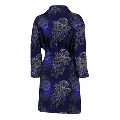 Jellyfish Pattern Print Design 02 Men Bathrobe-JORJUNE.COM