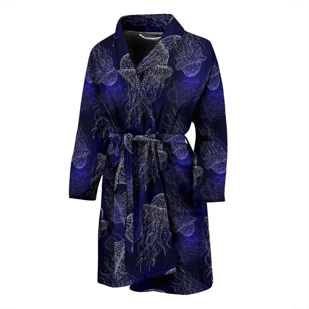 Jellyfish Pattern Print Design 02 Men Bathrobe-JORJUNE.COM