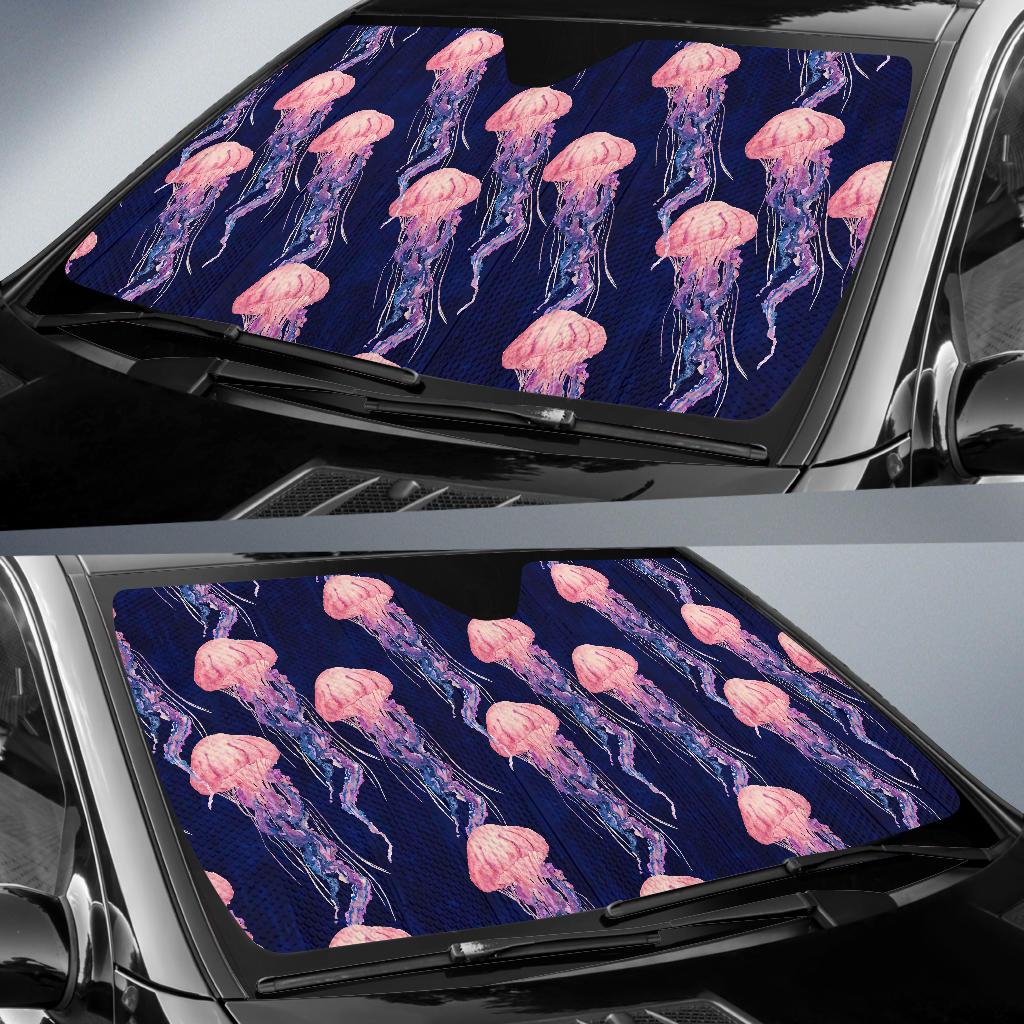 Jellyfish Pattern Print Design 03 Car Sun Shades-JORJUNE.COM