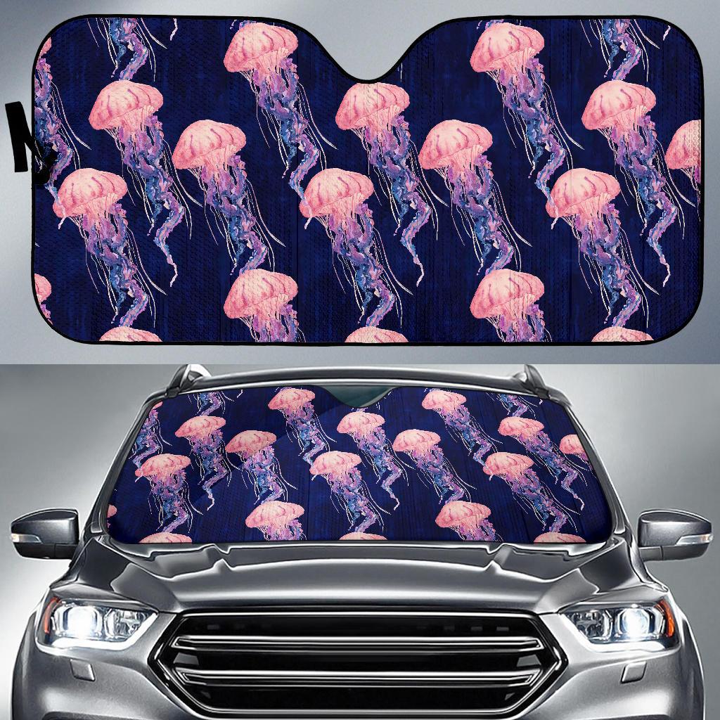 Jellyfish Pattern Print Design 03 Car Sun Shades-JORJUNE.COM