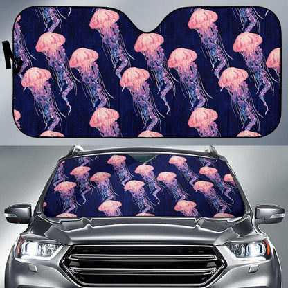 Jellyfish Pattern Print Design 03 Car Sun Shades-JORJUNE.COM