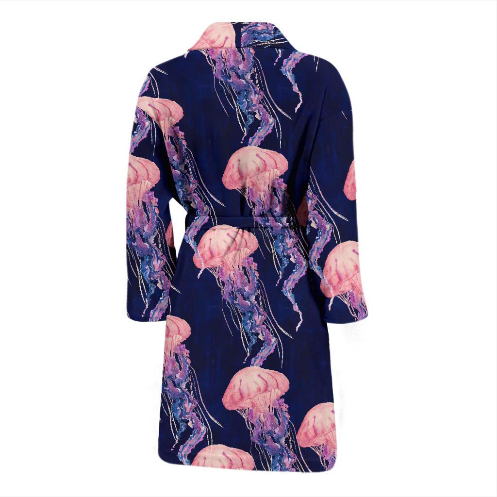 Jellyfish Pattern Print Design 03 Men Bathrobe-JORJUNE.COM