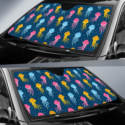 Jellyfish Pattern Print Design 04 Car Sun Shades-JORJUNE.COM