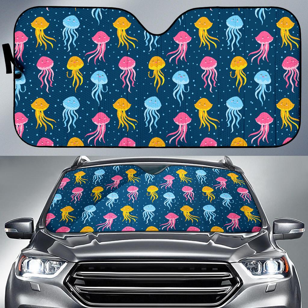Jellyfish Pattern Print Design 04 Car Sun Shades-JORJUNE.COM