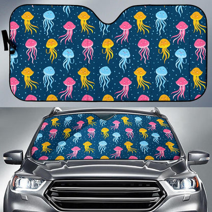Jellyfish Pattern Print Design 04 Car Sun Shades-JORJUNE.COM