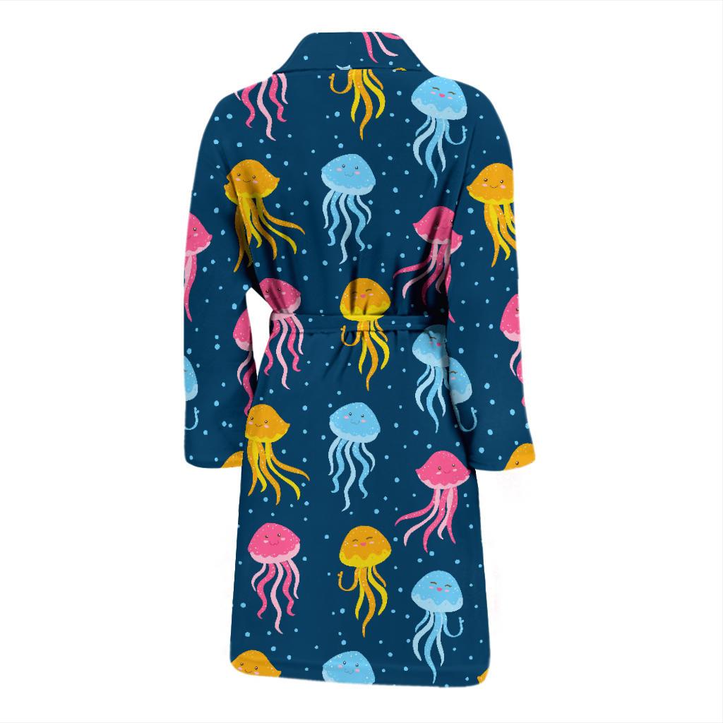 Jellyfish Pattern Print Design 04 Men Bathrobe-JORJUNE.COM