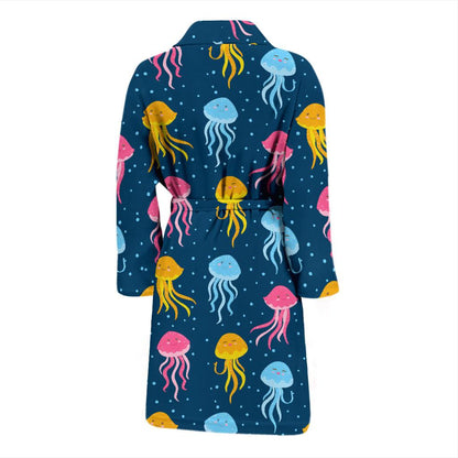 Jellyfish Pattern Print Design 04 Men Bathrobe-JORJUNE.COM
