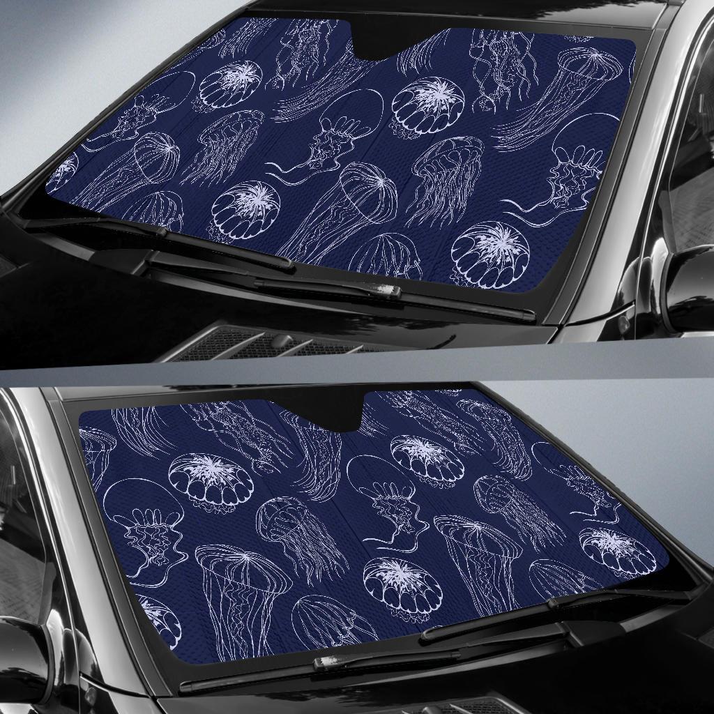Jellyfish Pattern Print Design 05 Car Sun Shades-JORJUNE.COM
