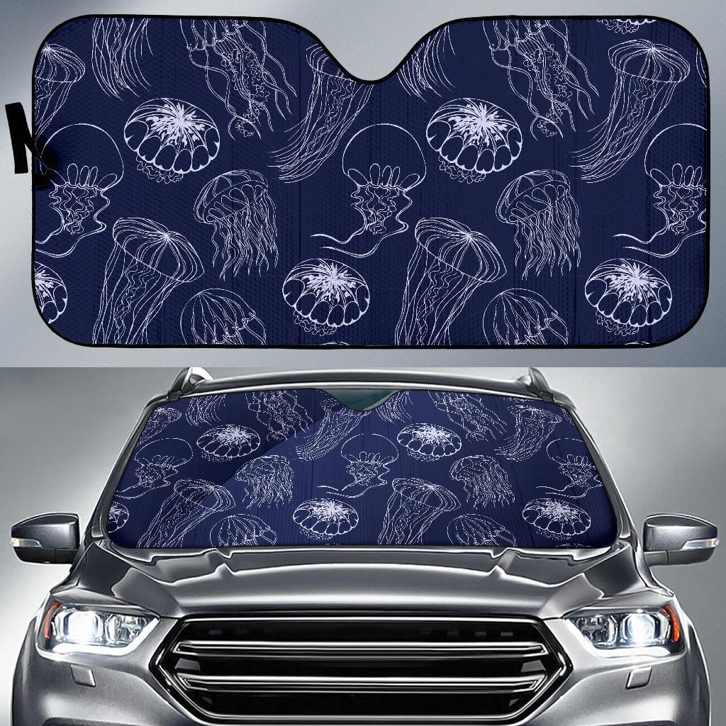 Jellyfish Pattern Print Design 05 Car Sun Shades-JORJUNE.COM