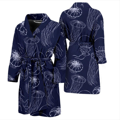Jellyfish Pattern Print Design 05 Men Bathrobe-JORJUNE.COM