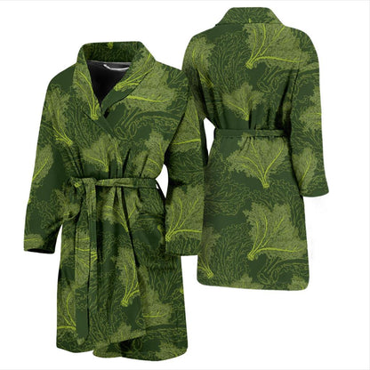 Kale Pattern Print Design 01 Men Bathrobe-JORJUNE.COM