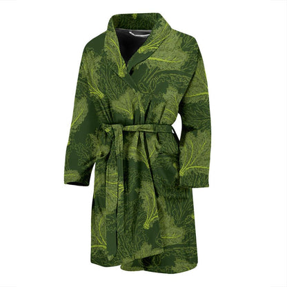 Kale Pattern Print Design 01 Men Bathrobe-JORJUNE.COM