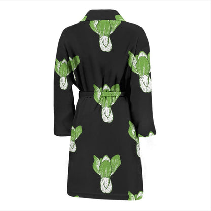 Kale Pattern Print Design 02 Men Bathrobe-JORJUNE.COM