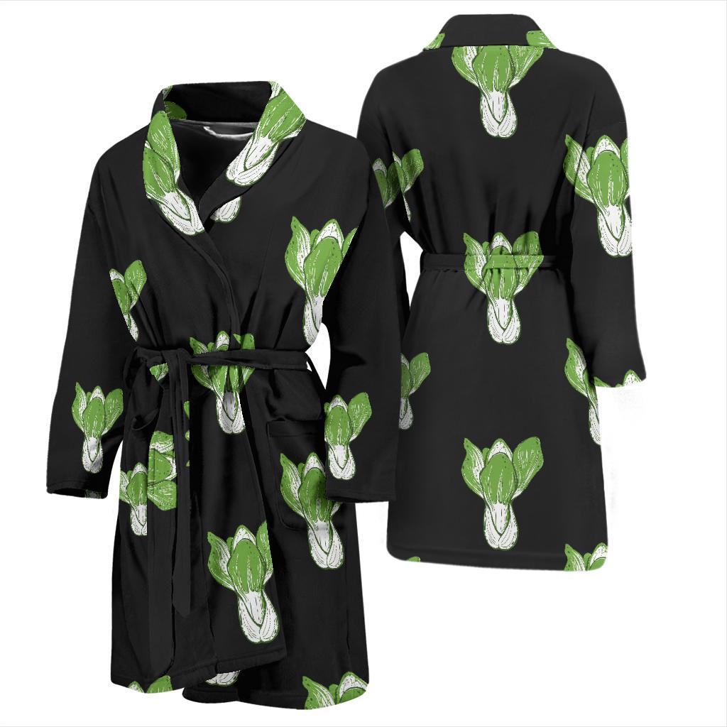 Kale Pattern Print Design 02 Men Bathrobe-JORJUNE.COM