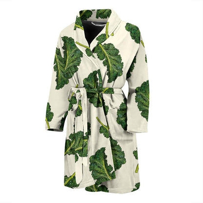 Kale Pattern Print Design 03 Men Bathrobe-JORJUNE.COM
