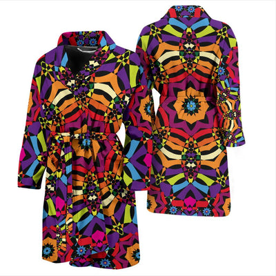 Kaleidoscope Pattern Print Design 01 Men Bathrobe-JORJUNE.COM