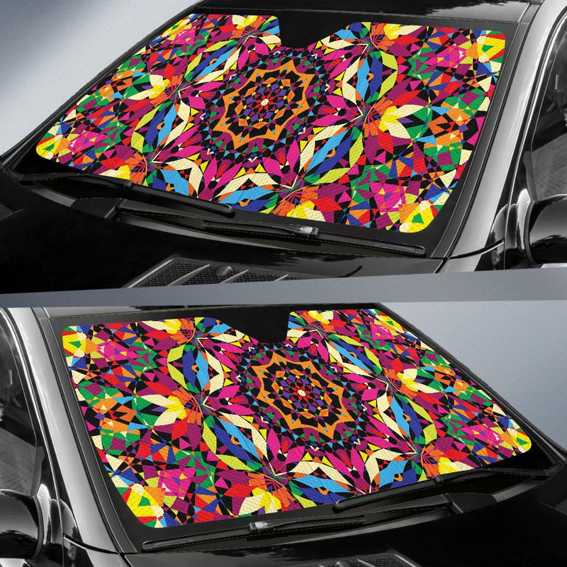 Kaleidoscope Pattern Print Design 02 Car Sun Shades-JORJUNE.COM