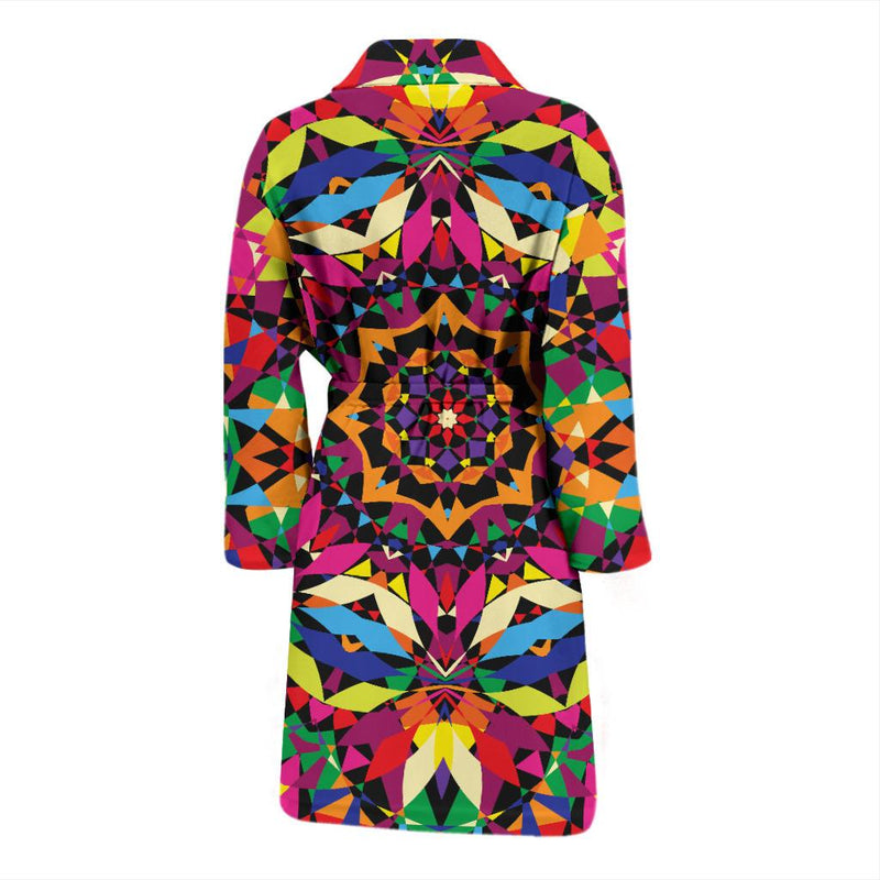 Kaleidoscope Pattern Print Design 02 Men Bathrobe-JORJUNE.COM