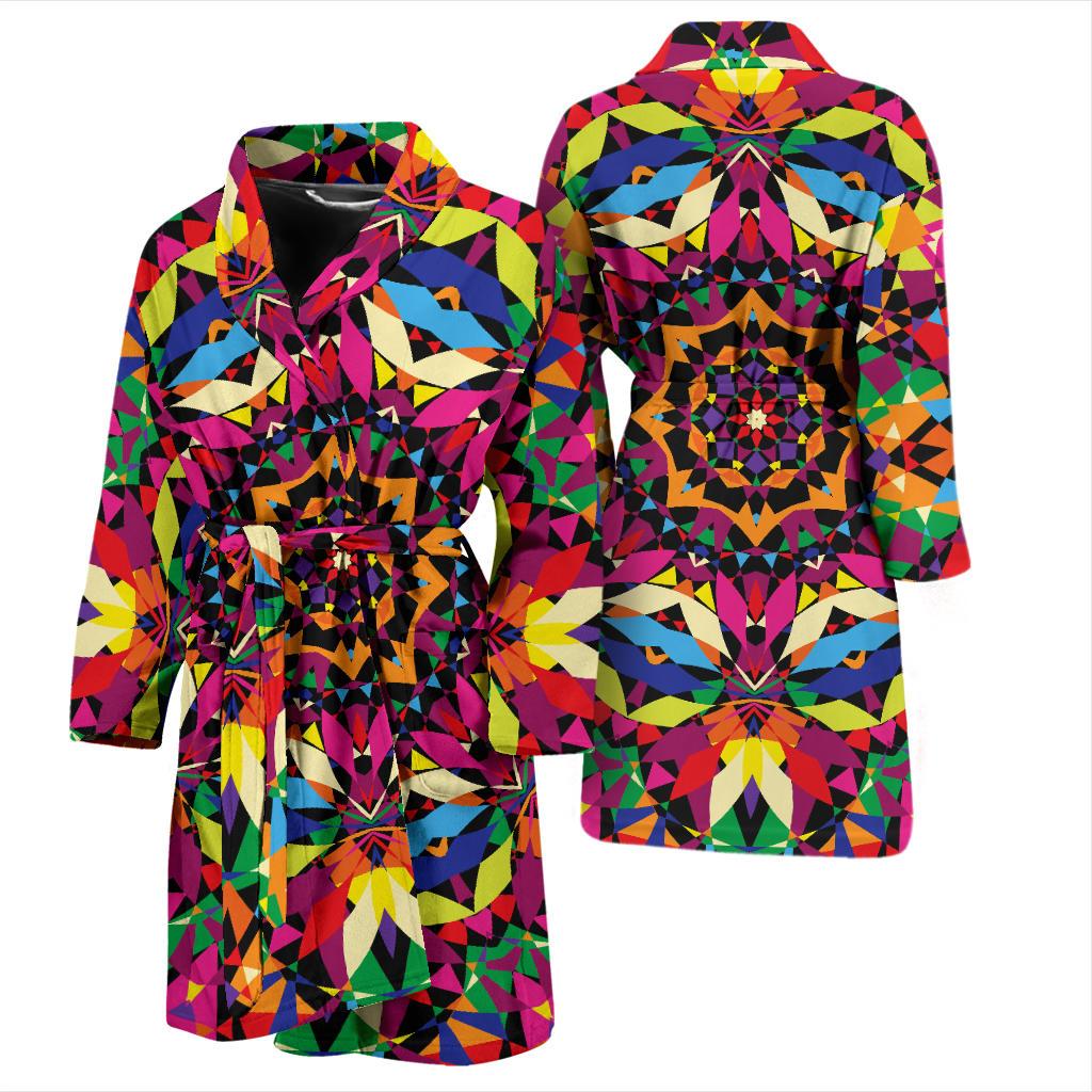 Kaleidoscope Pattern Print Design 02 Men Bathrobe-JORJUNE.COM