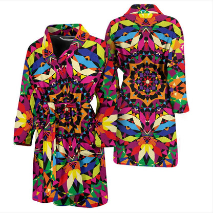 Kaleidoscope Pattern Print Design 02 Men Bathrobe-JORJUNE.COM