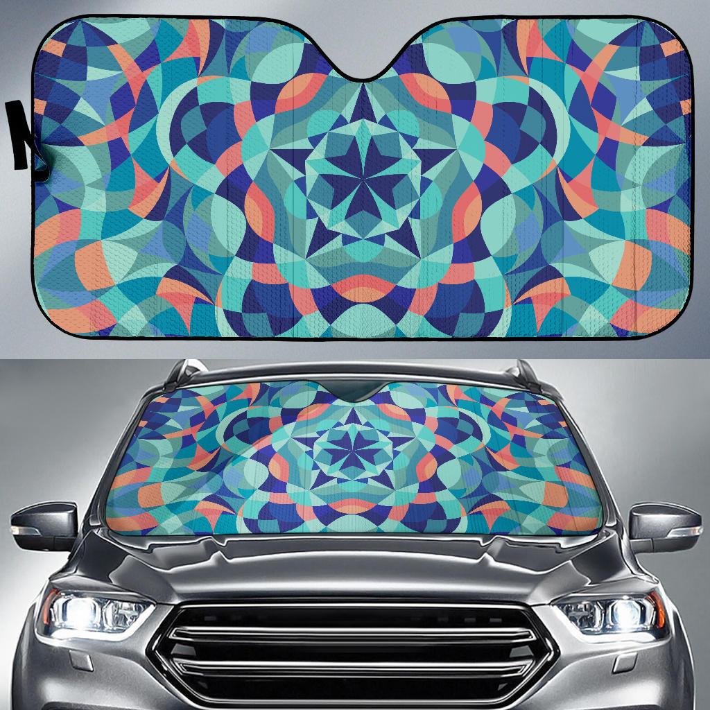 Kaleidoscope Pattern Print Design 03 Car Sun Shades-JORJUNE.COM