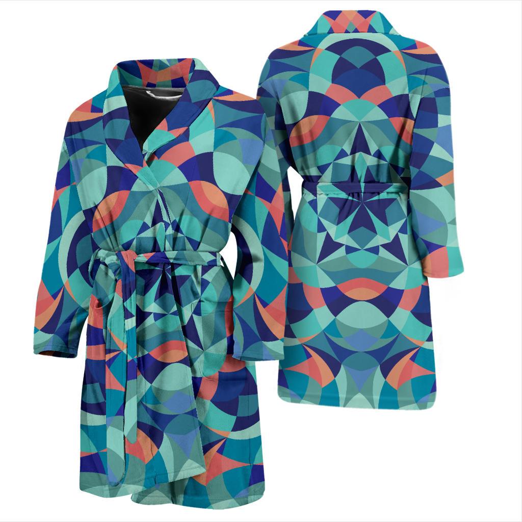 Kaleidoscope Pattern Print Design 03 Men Bathrobe-JORJUNE.COM