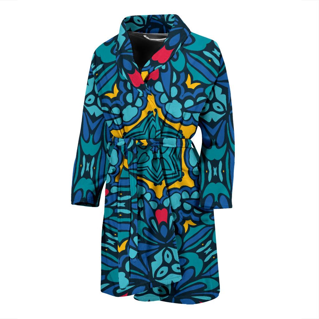 Kaleidoscope Pattern Print Design 04 Men Bathrobe-JORJUNE.COM