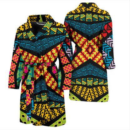 Kaleidoscope Pattern Print Design 05 Men Bathrobe-JORJUNE.COM