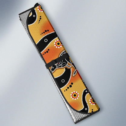 Kangaroos Aboriginal Pattern Print Design 06 Car Sun Shades-JORJUNE.COM