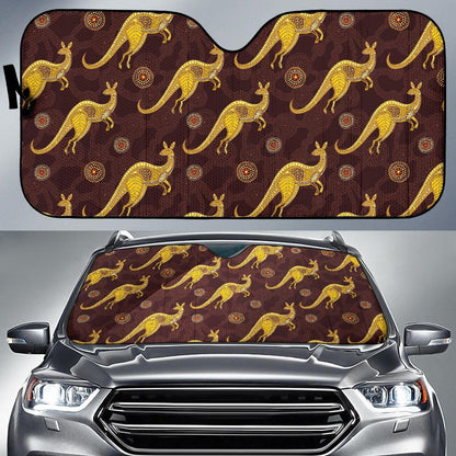 Kangaroos Aboriginal Pattern Print Design 08 Car Sun Shades-JORJUNE.COM