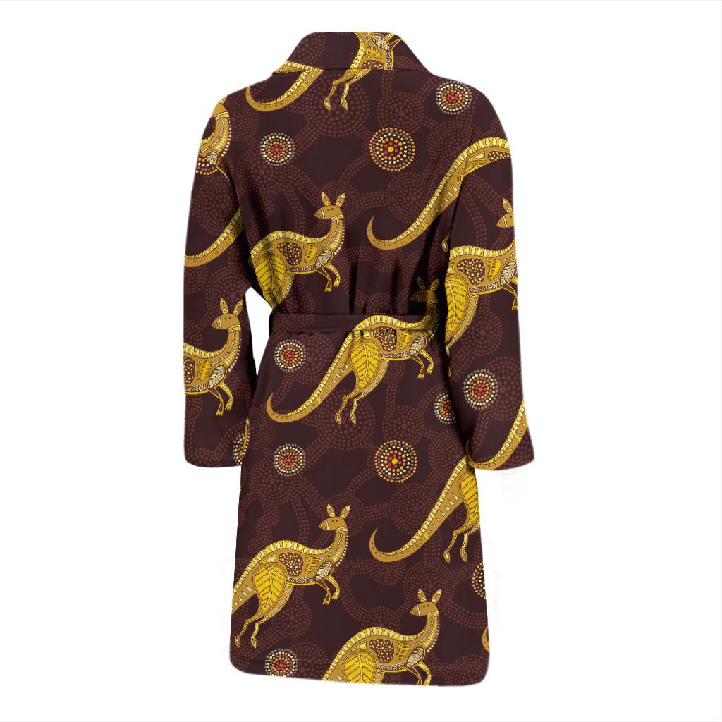 Kangaroos Aboriginal Pattern Print Design 08 Men Bathrobe-JORJUNE.COM
