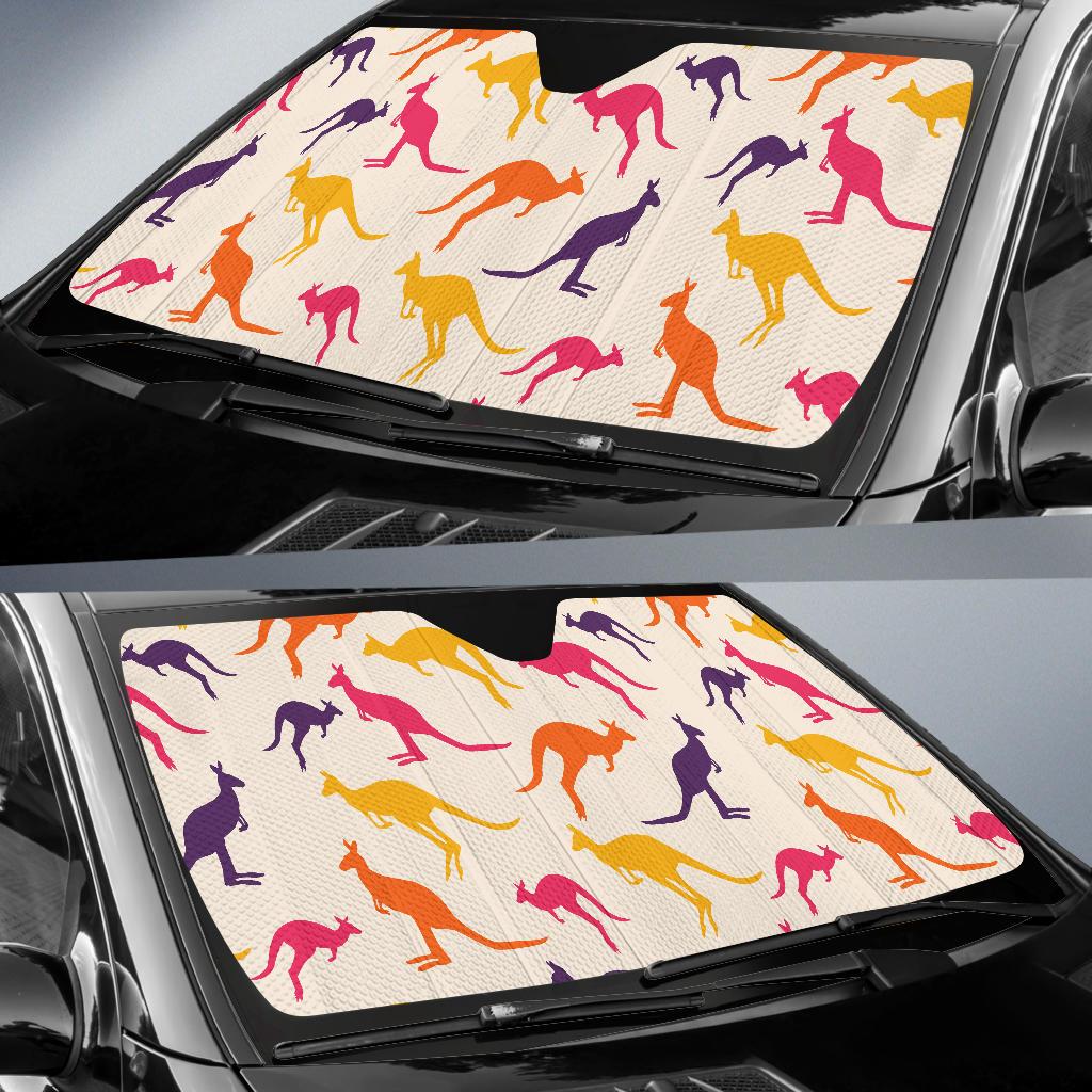 Kangaroos Pattern Print Design 01 Car Sun Shades-JORJUNE.COM