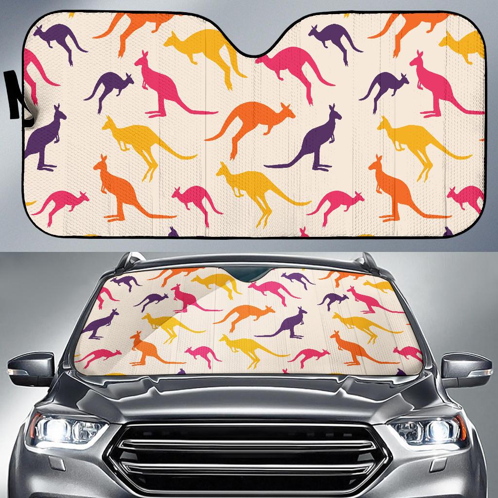 Kangaroos Pattern Print Design 01 Car Sun Shades-JORJUNE.COM