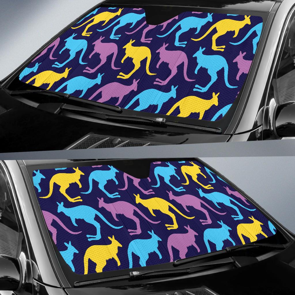 Kangaroos Pattern Print Design 02 Car Sun Shades-JORJUNE.COM