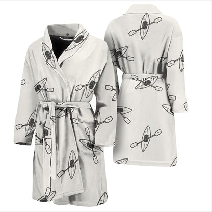 Kayak Pattern Print Design 01 Men Bathrobe-JORJUNE.COM