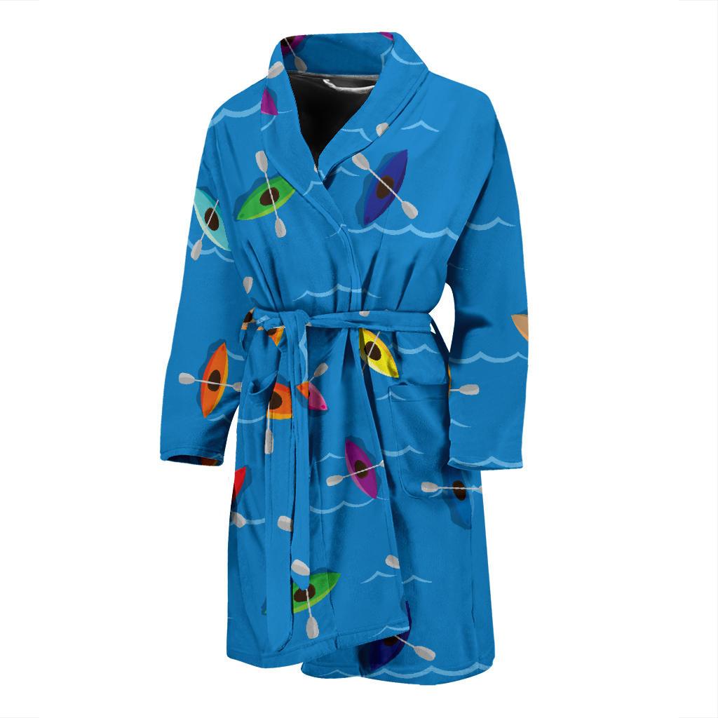 Kayak Pattern Print Design 03 Men Bathrobe-JORJUNE.COM