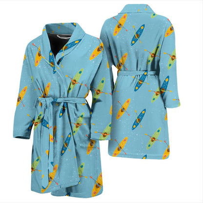 Kayak Pattern Print Design 04 Men Bathrobe-JORJUNE.COM