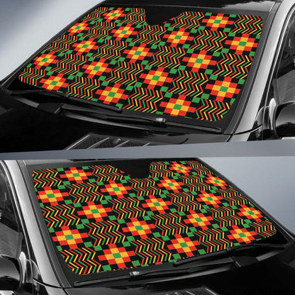 Kente Pattern Print Design 01 Car Sun Shades-JORJUNE.COM