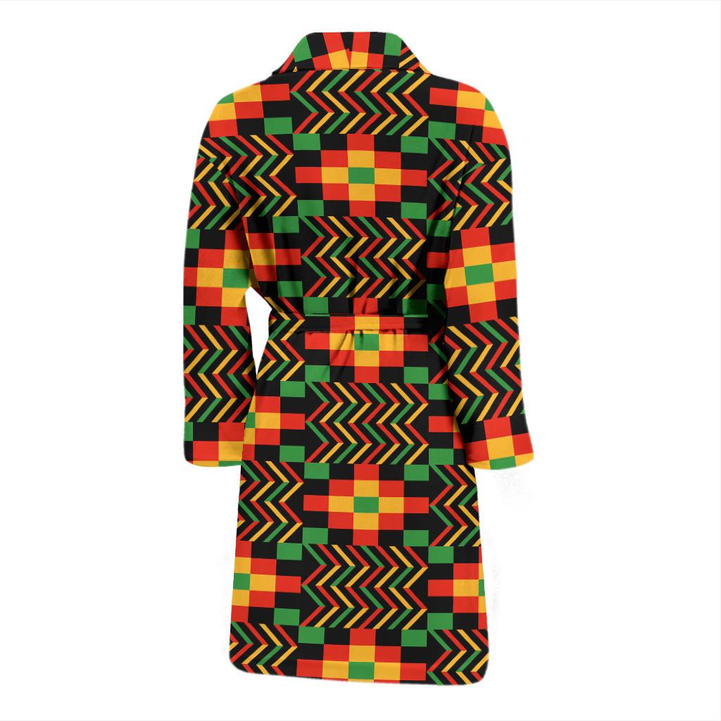 Kente Pattern Print Design 01 Men Bathrobe-JORJUNE.COM