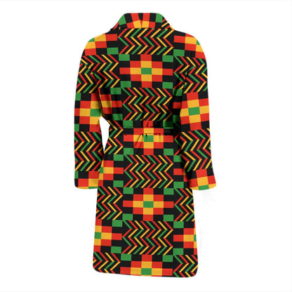 Kente Pattern Print Design 01 Men Bathrobe-JORJUNE.COM