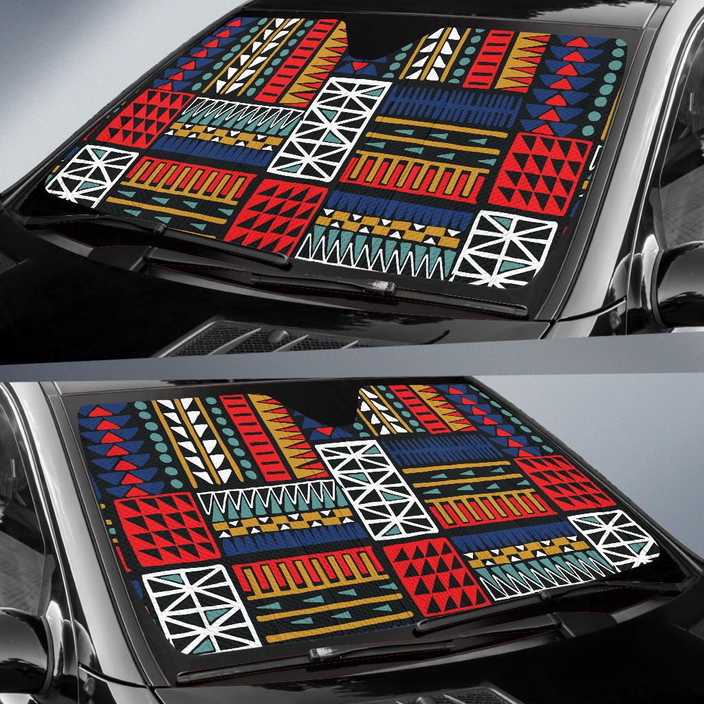 Kente Pattern Print Design 02 Car Sun Shades-JORJUNE.COM