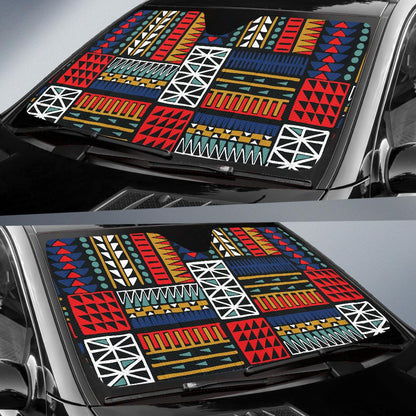 Kente Pattern Print Design 02 Car Sun Shades-JORJUNE.COM