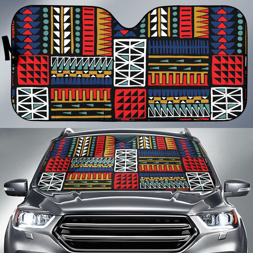 Kente Pattern Print Design 02 Car Sun Shades-JORJUNE.COM