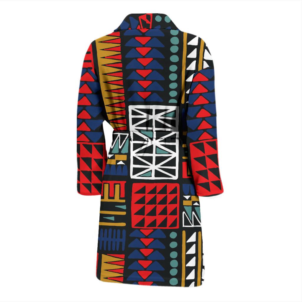 Kente Pattern Print Design 02 Men Bathrobe-JORJUNE.COM