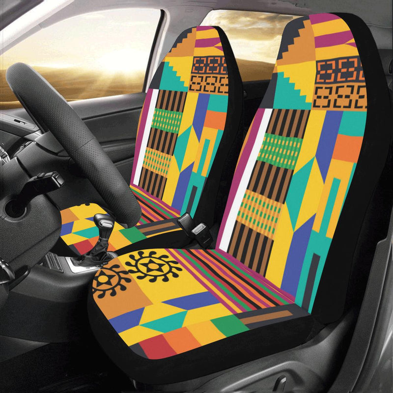 Kente Pattern Print Design 03 Car Seat Covers (Set of 2)-JORJUNE.COM