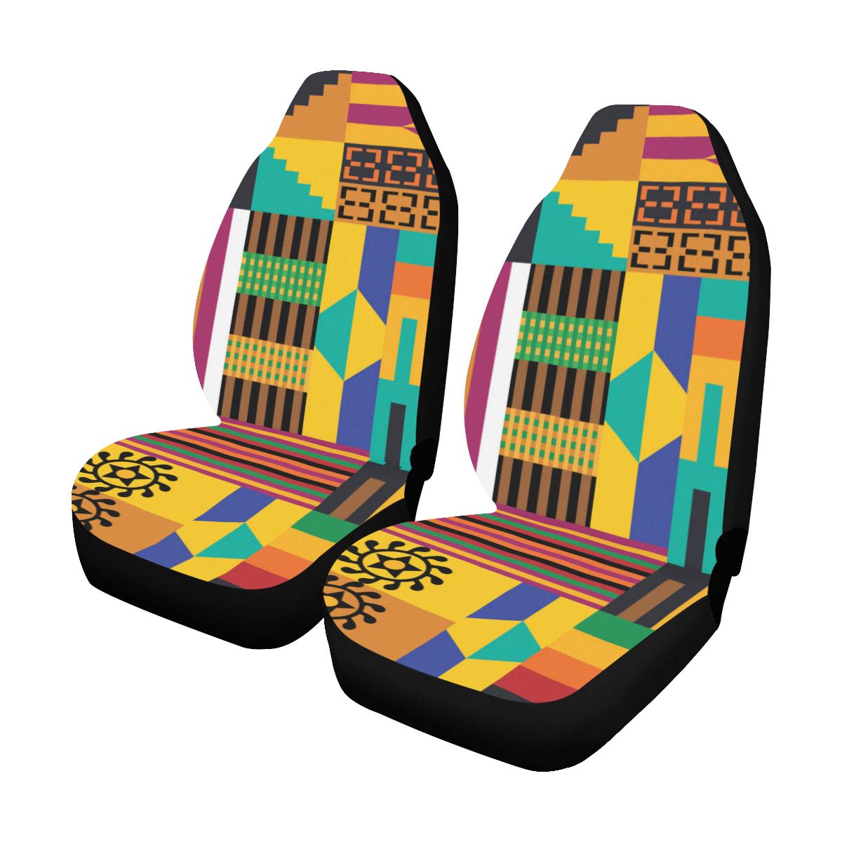 Kente Pattern Print Design 03 Car Seat Covers (Set of 2)-JORJUNE.COM