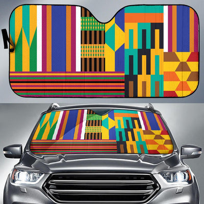 Kente Pattern Print Design 03 Car Sun Shades-JORJUNE.COM